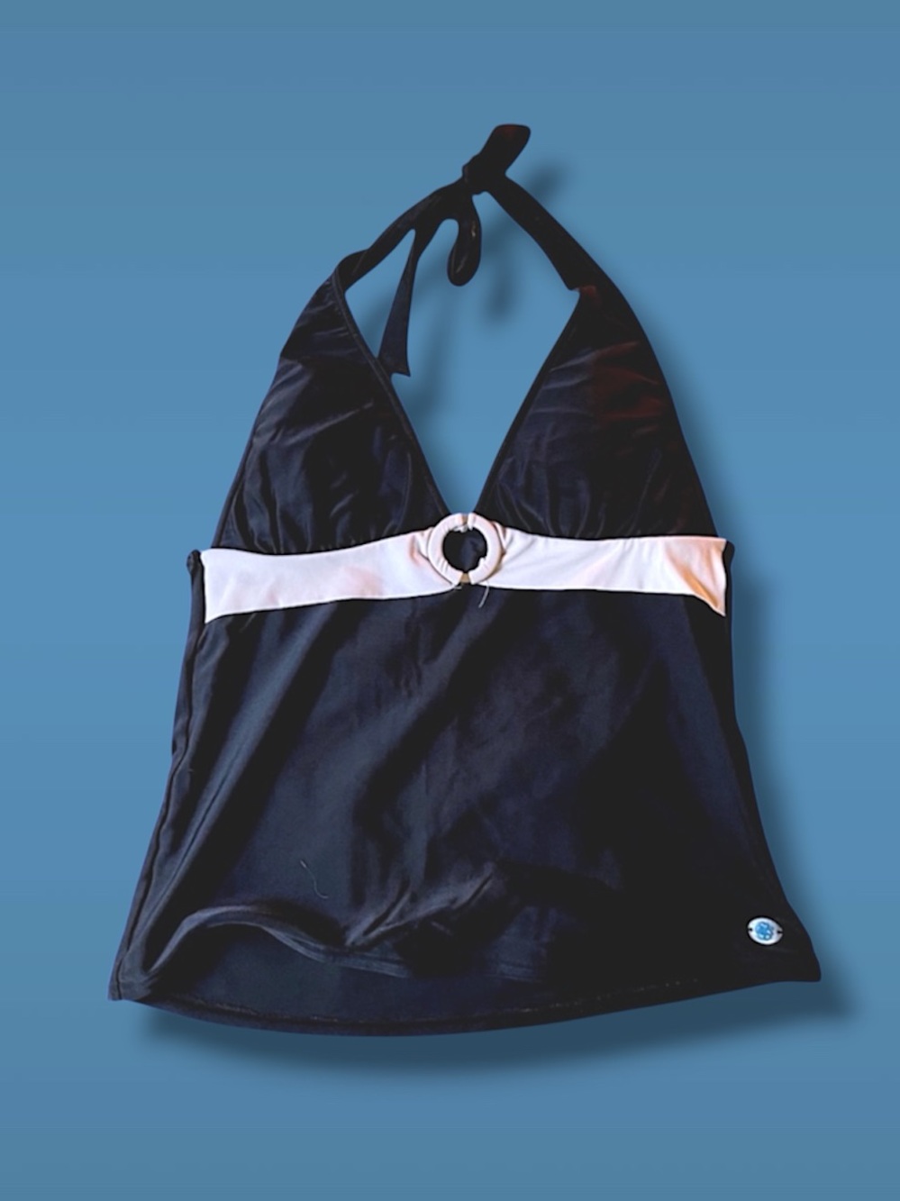 La Vie en Rose Aqua Collection Tankini Top Size Med Black & White - Picture 1 of 3